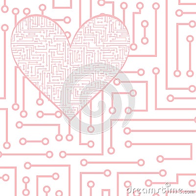 Vector electronic heart Vector Illustration