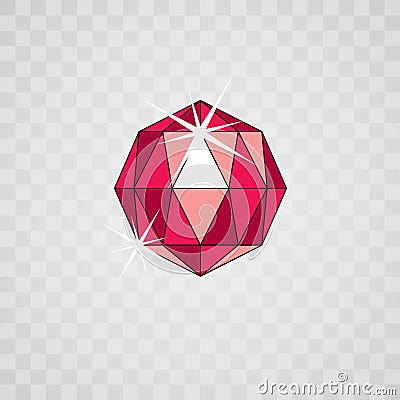 Vector elegant sparkling gem. Glossy diamond icon, symbol. Facet Vector Illustration