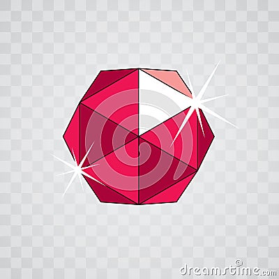 Vector elegant sparkling gem. Glossy diamond icon, symbol. Vector Illustration