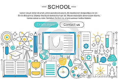 Vector elegant thin line flat modern design back to school colledge concept. Website header banner elements layout Vector Illustration