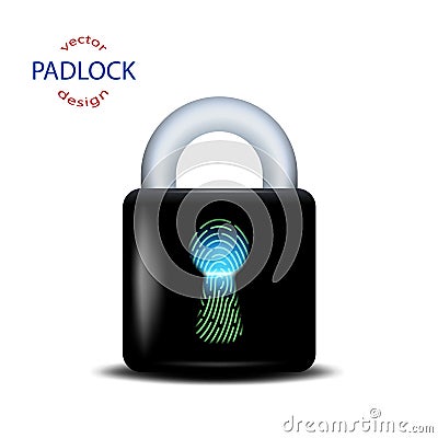Vector element the castle, the concept with the identifier fingerprint of a fingertip is the key to open or close access. Vector Illustration