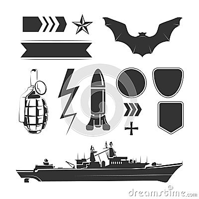 Vector elements for army, airforce and navy patches labels Vector Illustration