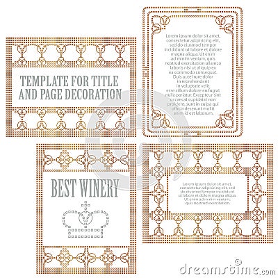 Vector elements for the design of diploma, advertisements, envelope, wedding and other invitations or greeting cards Vector Illustration