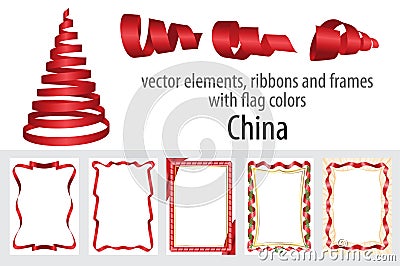 Vector elements, ribbons and frames with flag colors China, template for your certificate and diploma Stock Photo