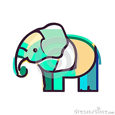 Vector elephant with big ears with blue main color suitable for illustration, icon and logo design Cartoon Illustration