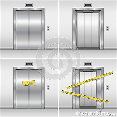 Vector elevator set. Vector Illustration