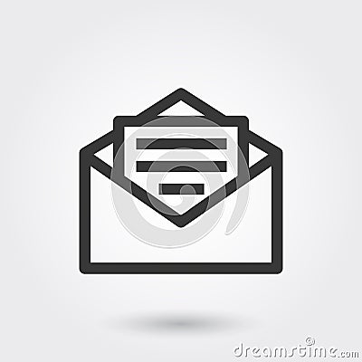 Vector, Email Message, Line Icon with shadow Vector Illustration