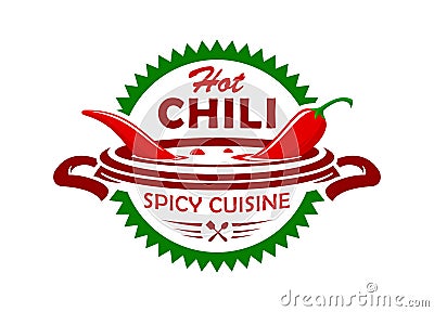 Hot chili spicy cuisine emblem Vector Illustration