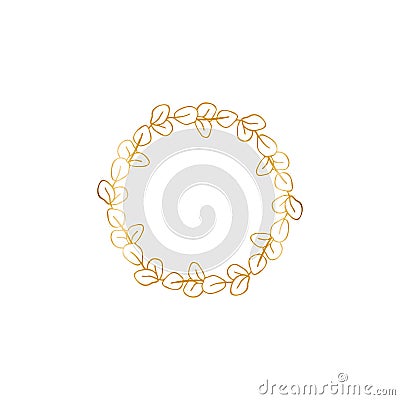 Vector emblem template for cosmetics, beauty studio, spa. Flower gold frame badge, logo in minimalism style, liner icon Vector Illustration