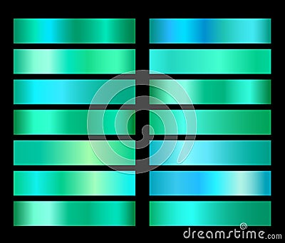 Vector emerald green gradient foil texture gradienats templates set Vector Illustration