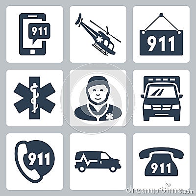 Vector emergency service icons set Vector Illustration