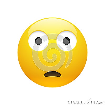 Vector Emoji yellow sad surprised face Vector Illustration