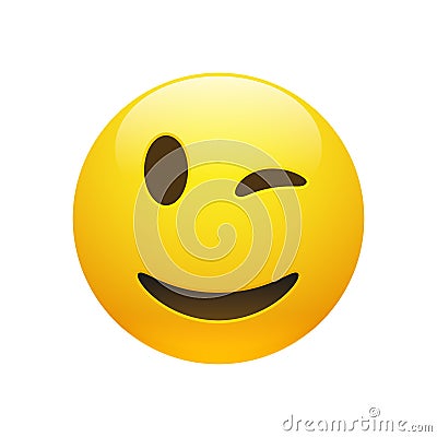 Vector Emoji yellow smiley winking face Vector Illustration
