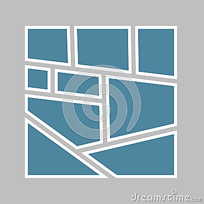 Vector empty collage board nine images, photo Vector Illustration