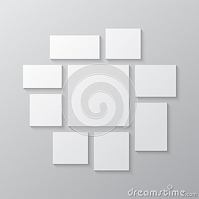 Vector empty collage board nine images, photo Vector Illustration