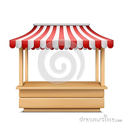 Vector empty market stall with striped awning Vector Illustration