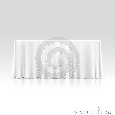 Vector Empty Rectangular Table with Tablecloth Stock Photo