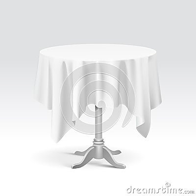 Vector Empty Round Table with Tablecloth Stock Photo