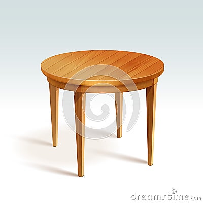 Vector Empty Round Wood Table Vector Illustration