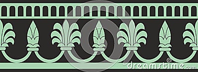 Vector endless green with black national persian ornament. Vector Illustration