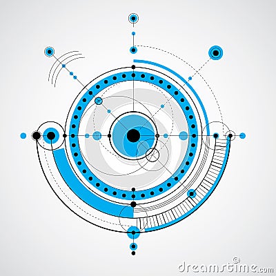 Vector engineering technological background, futuristic technical plan, mechanism. Mechanical scheme in blue color, abstract Vector Illustration