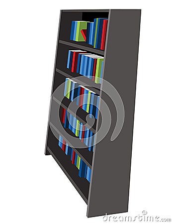 Bookshelf Library and Bookstore Cartoon Vector Graphic Illustration Vector Illustration