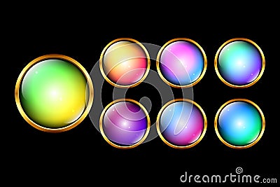 Vector round glossy web buttons set Vector Illustration