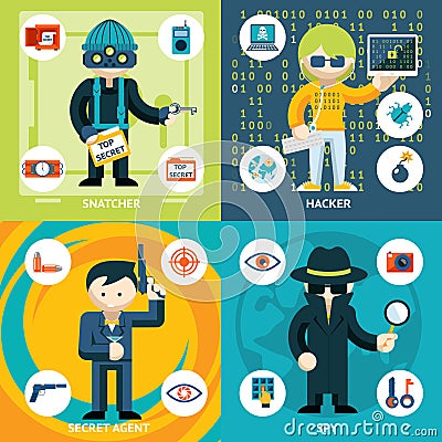 Vector Espionage and Criminal Activity Graphics Vector Illustration