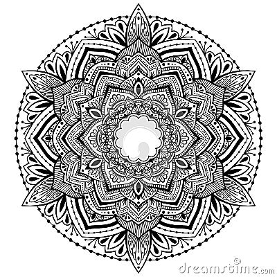 Vector ethnic Oriental circle ornament. White and black abstract floral mandala Vector Illustration