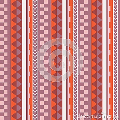 Vector ethnic seamless geometric simple pattern in maori tattoo style. Pink and orange. Vector Illustration