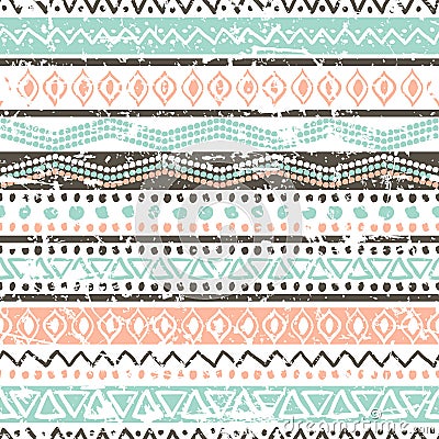 Vector ethnic seamless pattern. Hand drawn tribal striped orname Vector Illustration