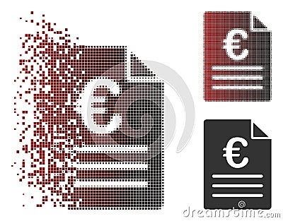 Destructed Pixel Halftone Euro Document Icon Vector Illustration