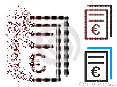 Broken Pixel Halftone Euro Invoices Icon Vector Illustration