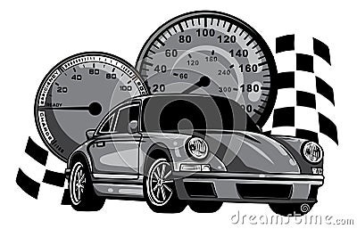 Monochromatic vector European classic sports car silhouettes, outlines, contours. Your Logo Vector Illustration