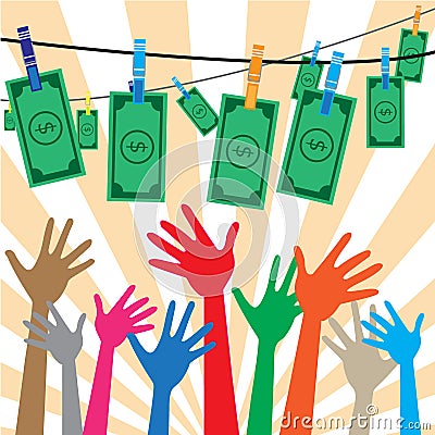 Vector - every hand catch falling dollar Stock Photo