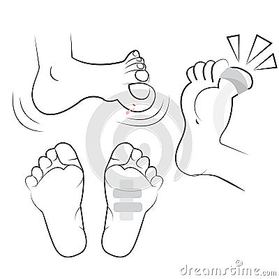 Vector - Examination of the foot. Vector illustration. Cartoon Illustration