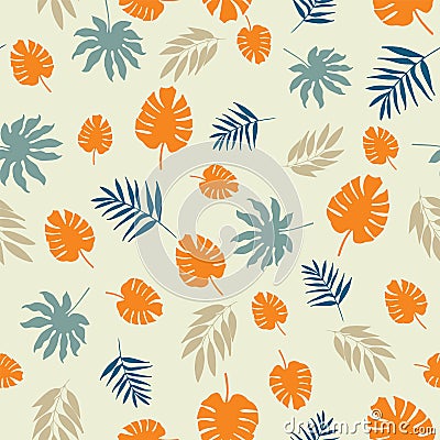 Vector exotic tropical leaves seamless pattern repeat. Vector Illustration