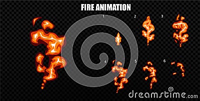 Vector explode. Explode effect animation with smoke. Cartoon explosion frames. Sprite sheet of explosion Vector Illustration