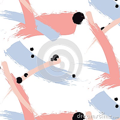 Vector expressive minimalistic background. Contemporary pastel coral blue pattern. Speed move arty brush stroke cover. Ditsy desig Stock Photo