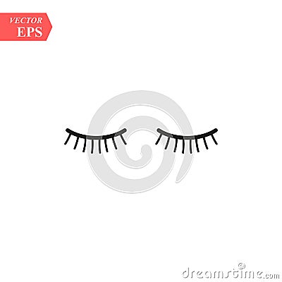 Vector eyelashes. Closed eyes. Vector icon. Cute design Stock Photo