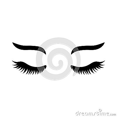 Vector eyelashes with eyebrows. Lashes icon. Close eyes Vector Illustration