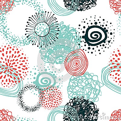 Vector fabric circles abstract seamless pattern background Stock Photo