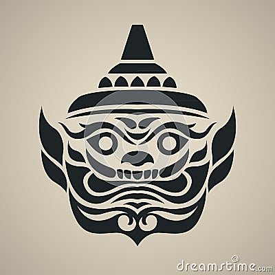 Vector face of giant thailand, Vintage traditional Thai style Vector Illustration