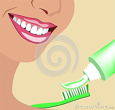 Vector face of girl and smile with ideal teeth for dental and stomatological illustrations Vector Illustration