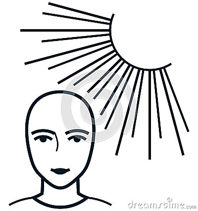 Vector face under sun illustration isolated on white Vector Illustration