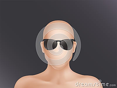 Vector faceless human model, head in black glasses Vector Illustration