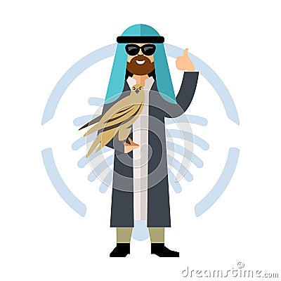Vector Falconry in the Middle East. Flat style colorful Cartoon illustration. Vector Illustration