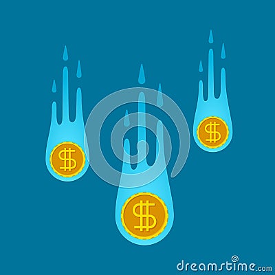 Vector falling coins concept in fla style Vector Illustration