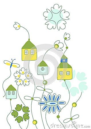 Vector with fantastic cottages Vector Illustration