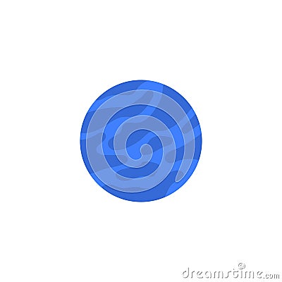 Vector fantastic planet in blue color in flat children's style. Vector Illustration